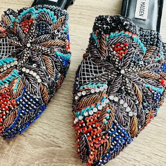 Steve Madden Lyrics Sequin Beaded Slip On RARE Mules - Picture 3 of 4